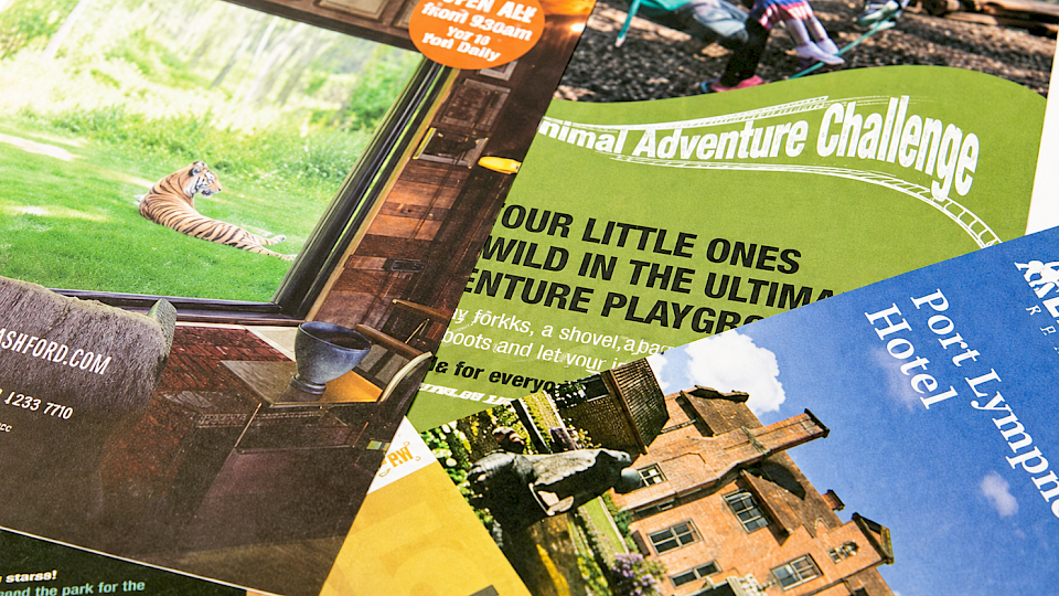 Colourful printed flyers for local events, businesses, organisations by Lanes Printers in Kent